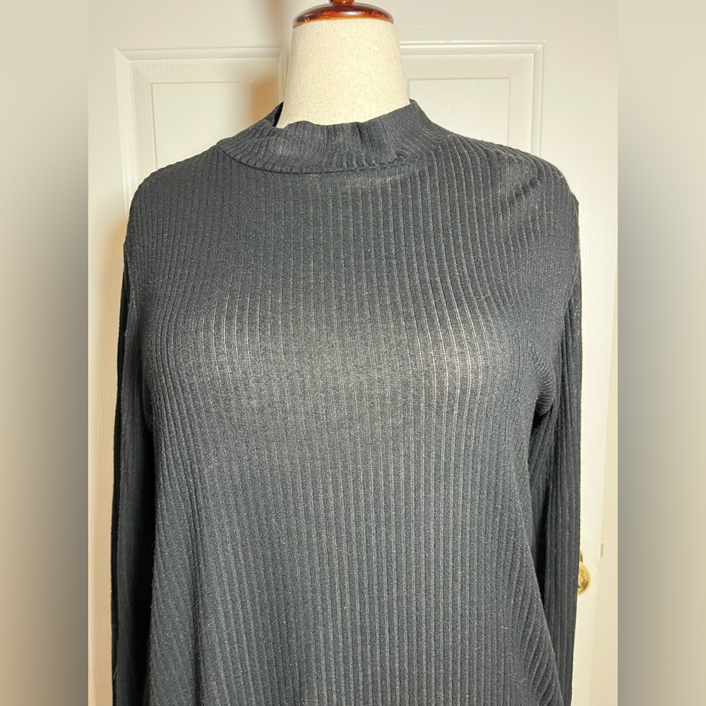 Lane Bryant Black Ribbed Long Sleeve Women’s Swing Top - Picture 2 of 7